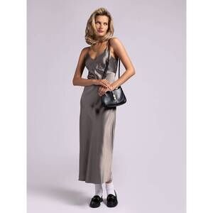 NEW WEEKEND LOS ANGELES royce satin slip dress in smokey olive
